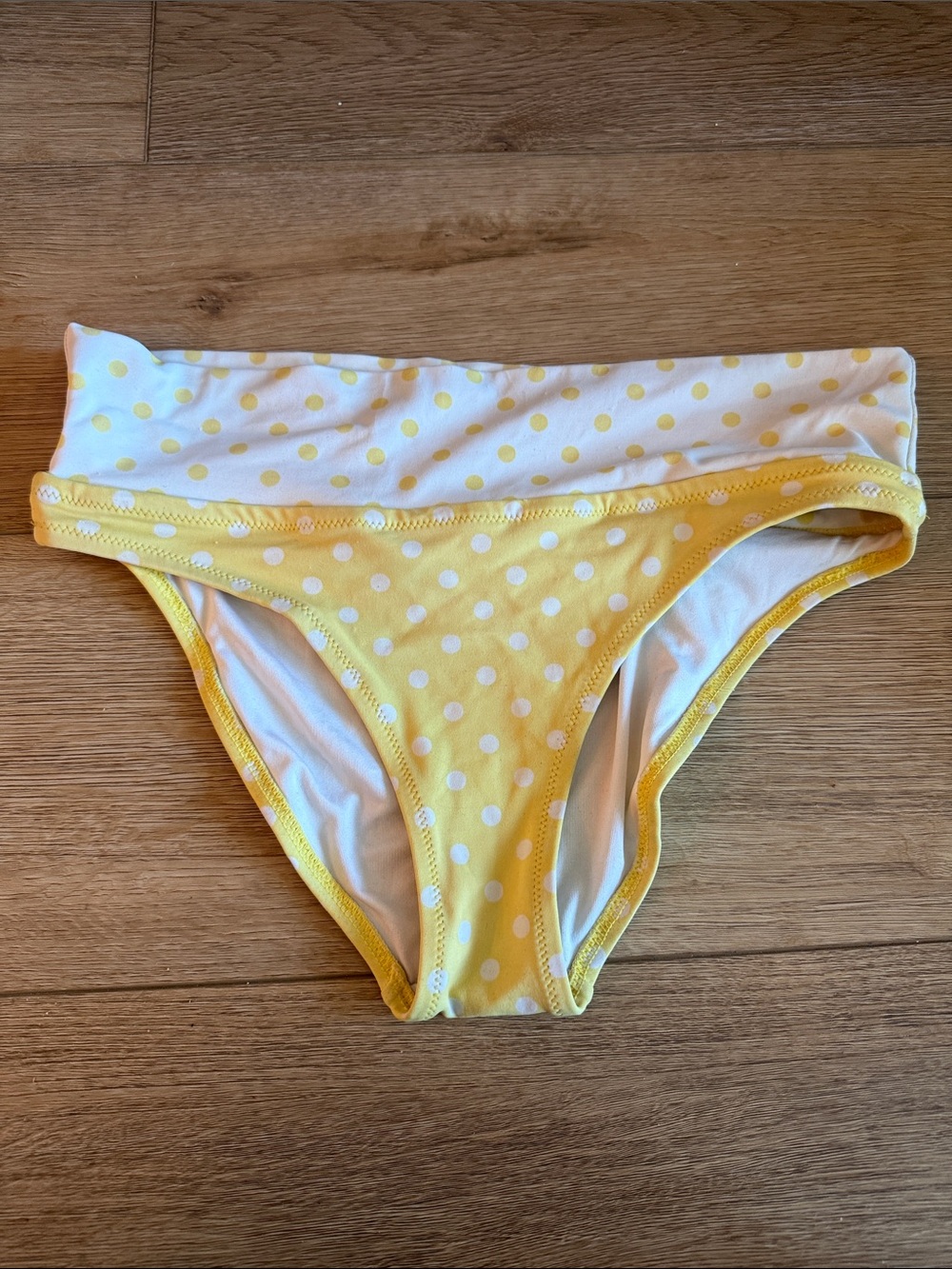 Victoria's Secret Yellow and White Polka Dot Bikini Bottoms